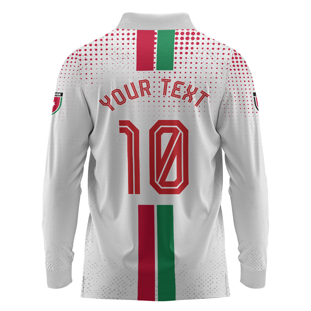 Personalized Jordan Football Long Sleeve Polo Shirt The Chivalrous Ones Oryx Mascot Patriotic Halftone Dot