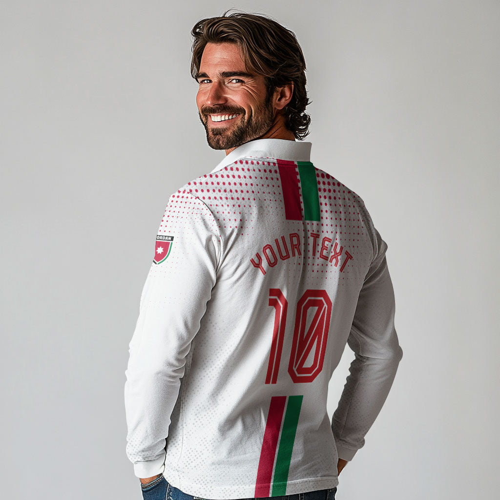 Personalized Jordan Football Long Sleeve Polo Shirt The Chivalrous Ones Oryx Mascot Patriotic Halftone Dot