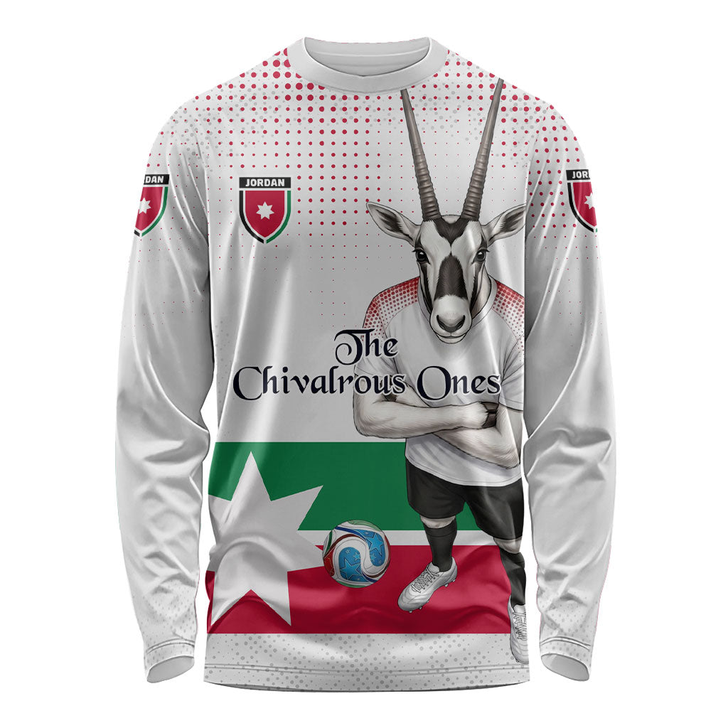 Personalized Jordan Football Long Sleeve Shirt The Chivalrous Ones Oryx Mascot Patriotic Halftone Dot