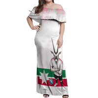 Jordan Football Off Shoulder Maxi Dress The Chivalrous Ones Oryx Mascot Patriotic Halftone Dot