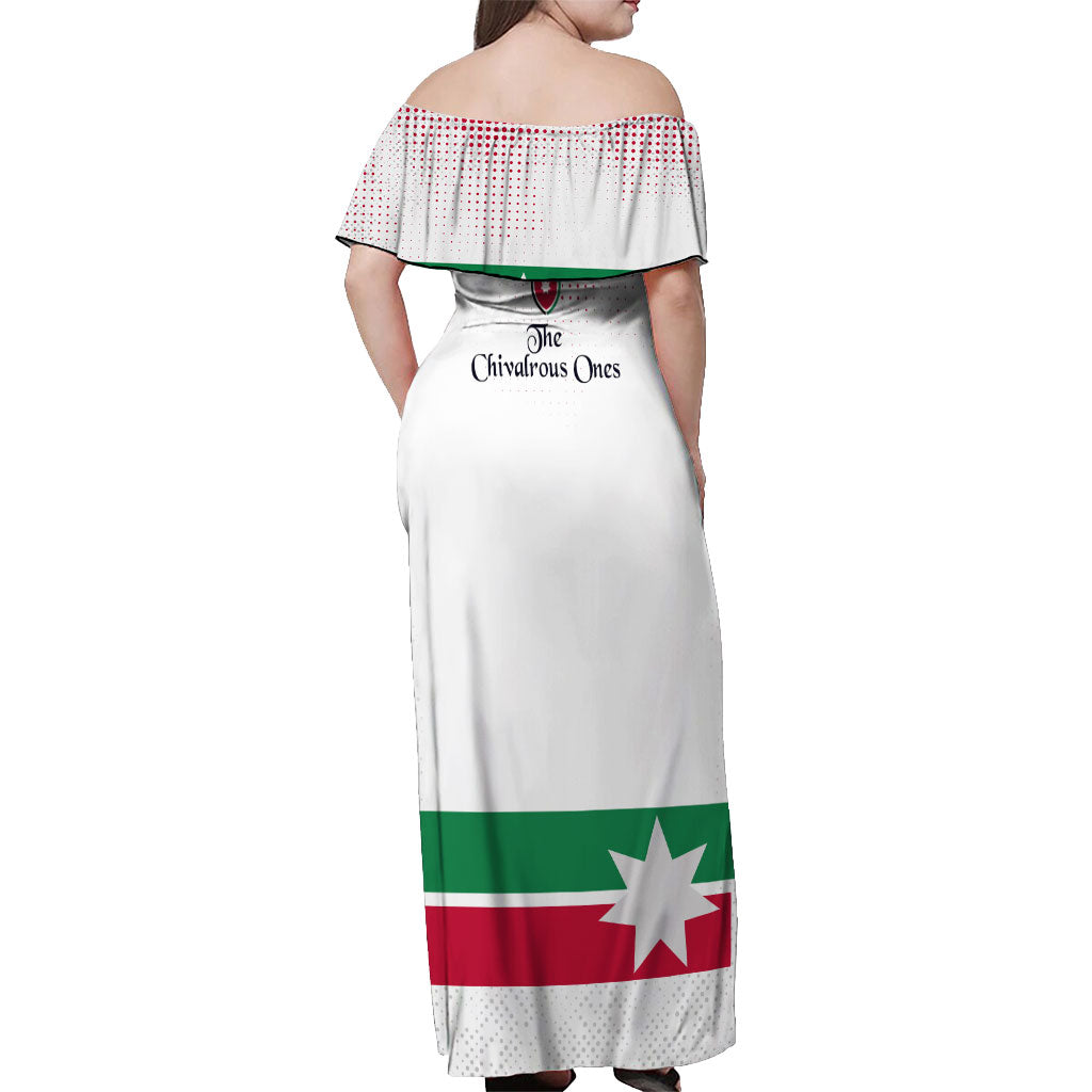 Jordan Football Off Shoulder Maxi Dress The Chivalrous Ones Oryx Mascot Patriotic Halftone Dot