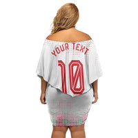 Personalized Jordan Football Off Shoulder Short Dress The Chivalrous Ones Oryx Mascot Patriotic Halftone Dot