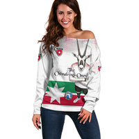 Personalized Jordan Football Off Shoulder Sweater The Chivalrous Ones Oryx Mascot Patriotic Halftone Dot