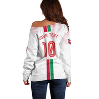 Personalized Jordan Football Off Shoulder Sweater The Chivalrous Ones Oryx Mascot Patriotic Halftone Dot