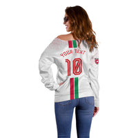 Personalized Jordan Football Off Shoulder Sweater The Chivalrous Ones Oryx Mascot Patriotic Halftone Dot