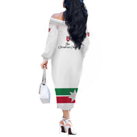 Jordan Football Off The Shoulder Long Sleeve Dress The Chivalrous Ones Oryx Mascot Patriotic Halftone Dot