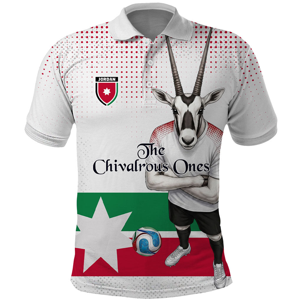 Personalized Jordan Football Polo Shirt The Chivalrous Ones Oryx Mascot Patriotic Halftone Dot
