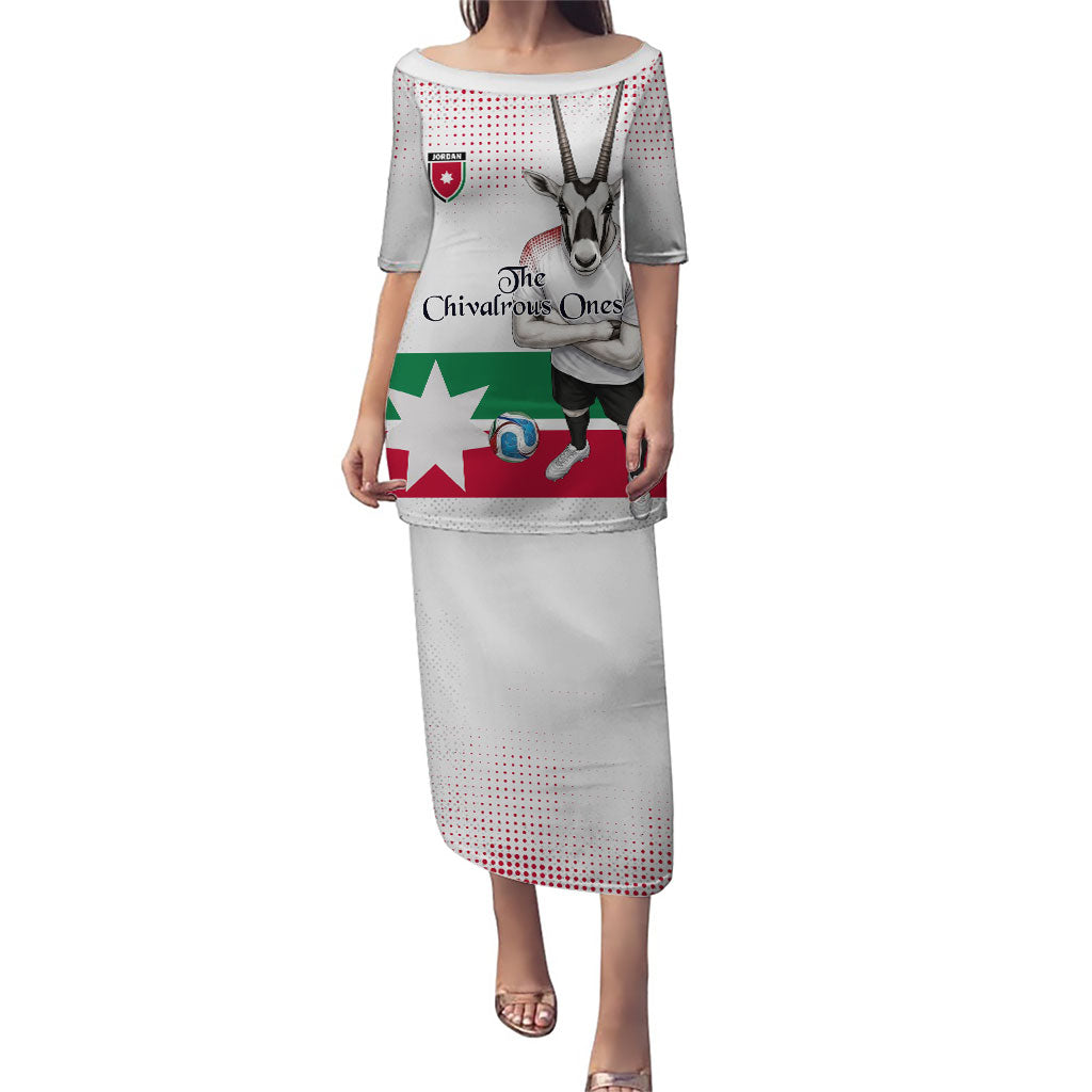 Personalized Jordan Football Puletasi The Chivalrous Ones Oryx Mascot Patriotic Halftone Dot