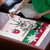 Jordan Football Puzzle The Chivalrous Ones Oryx Mascot Patriotic Halftone Dot