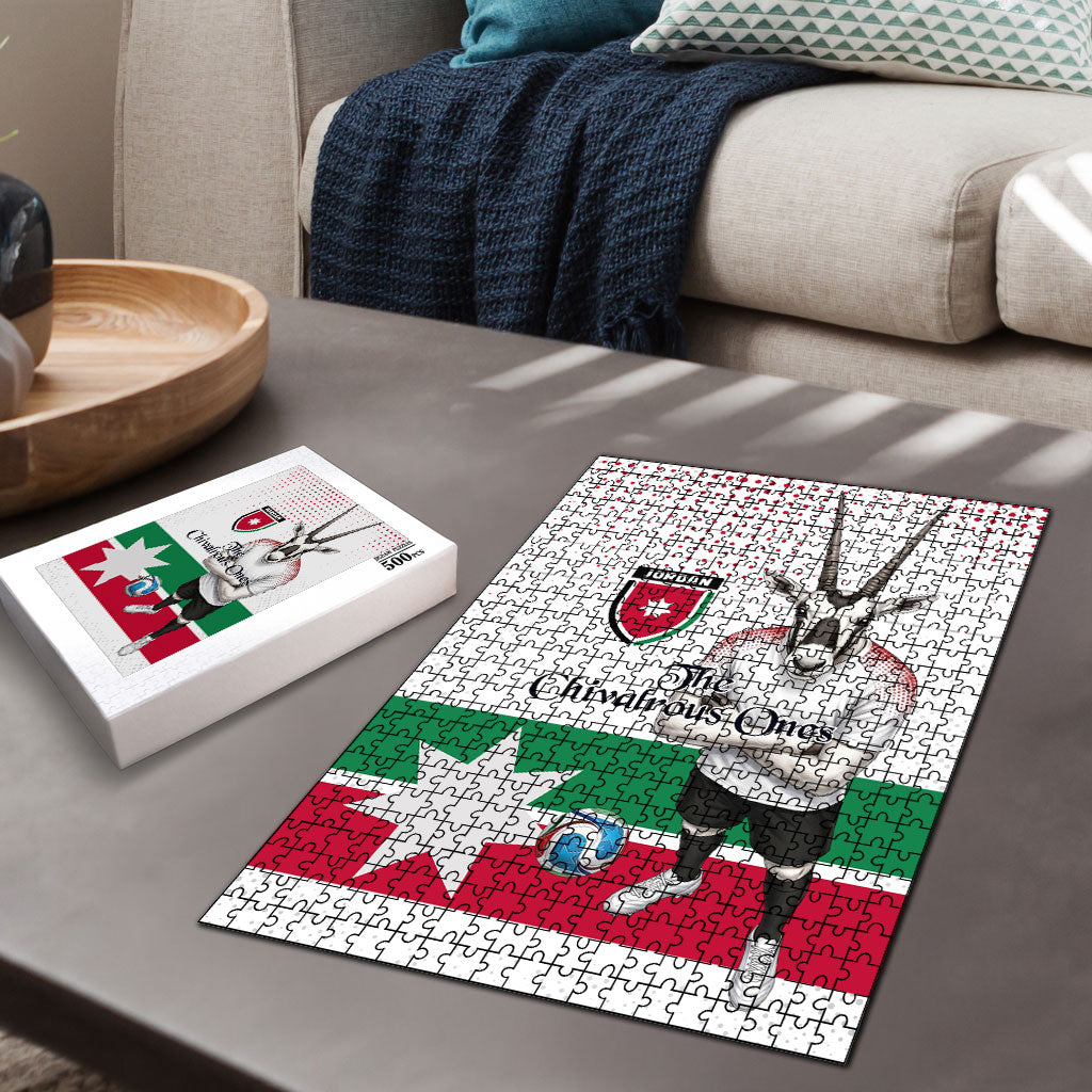 Jordan Football Puzzle The Chivalrous Ones Oryx Mascot Patriotic Halftone Dot