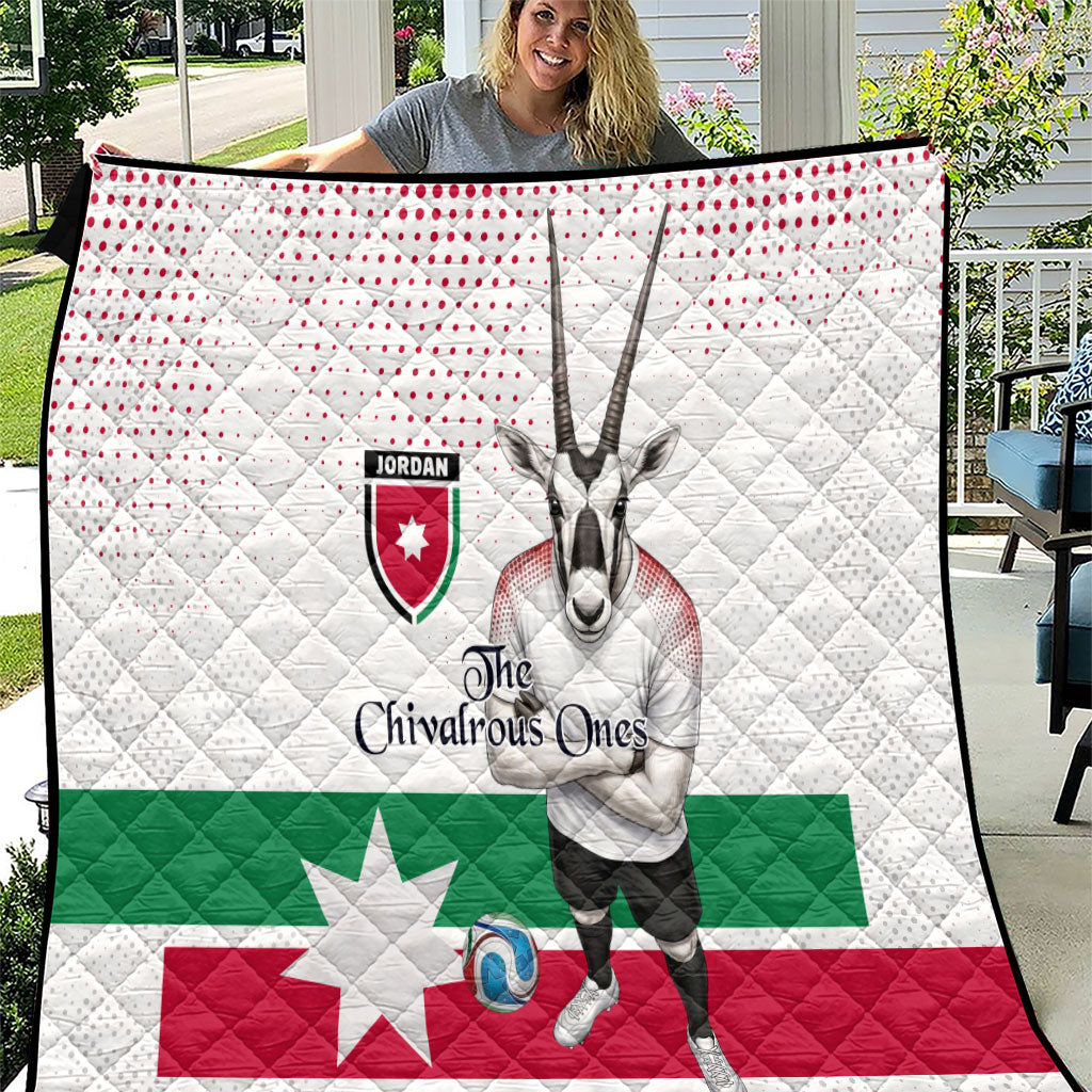 Jordan Football Quilt The Chivalrous Ones Oryx Mascot Patriotic Halftone Dot