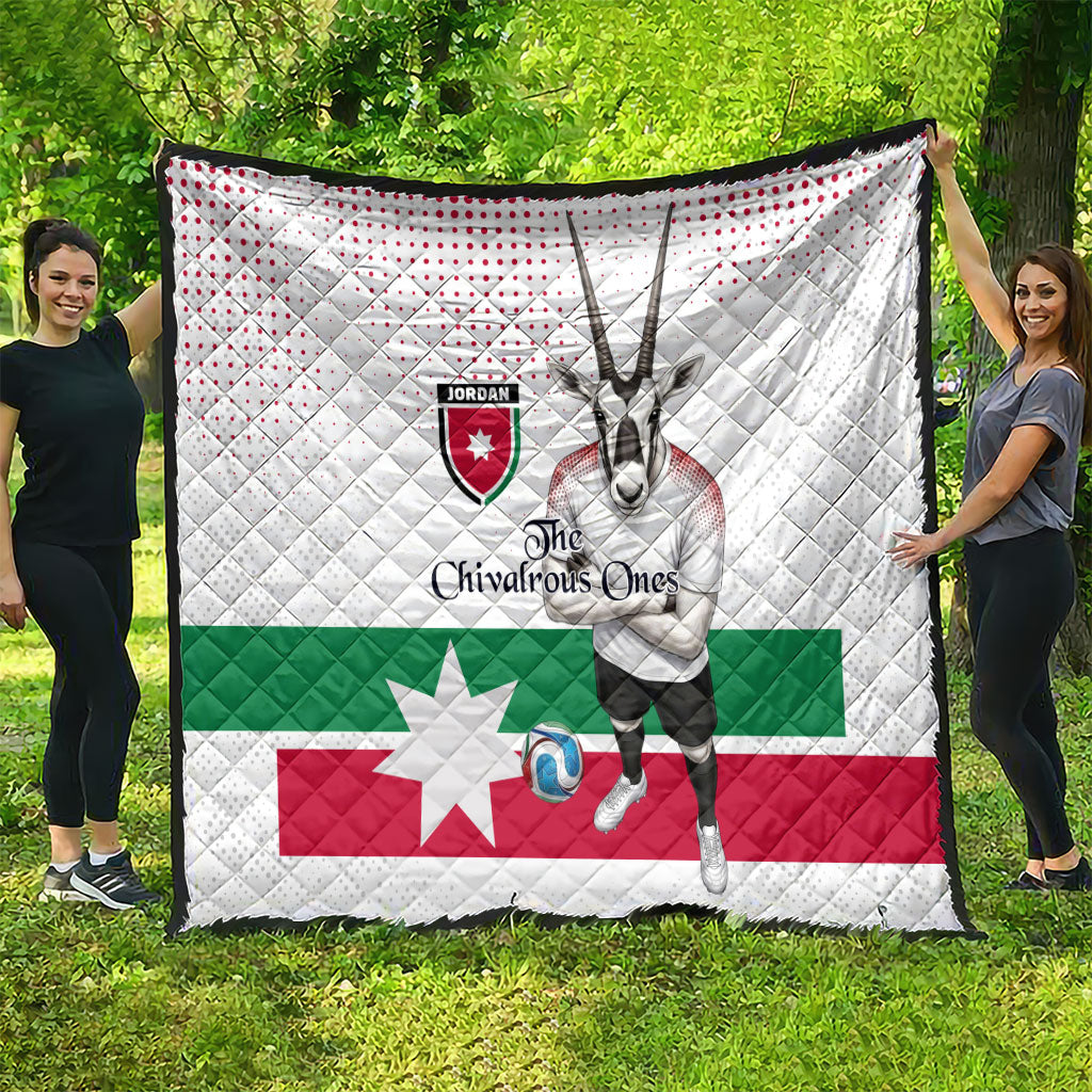 Jordan Football Quilt The Chivalrous Ones Oryx Mascot Patriotic Halftone Dot