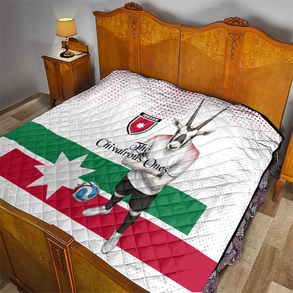 Jordan Football Quilt The Chivalrous Ones Oryx Mascot Patriotic Halftone Dot
