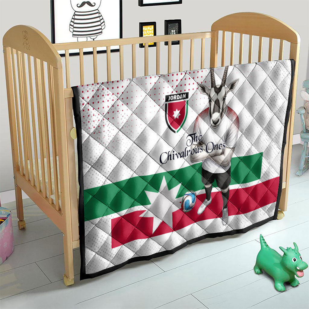 Jordan Football Quilt The Chivalrous Ones Oryx Mascot Patriotic Halftone Dot