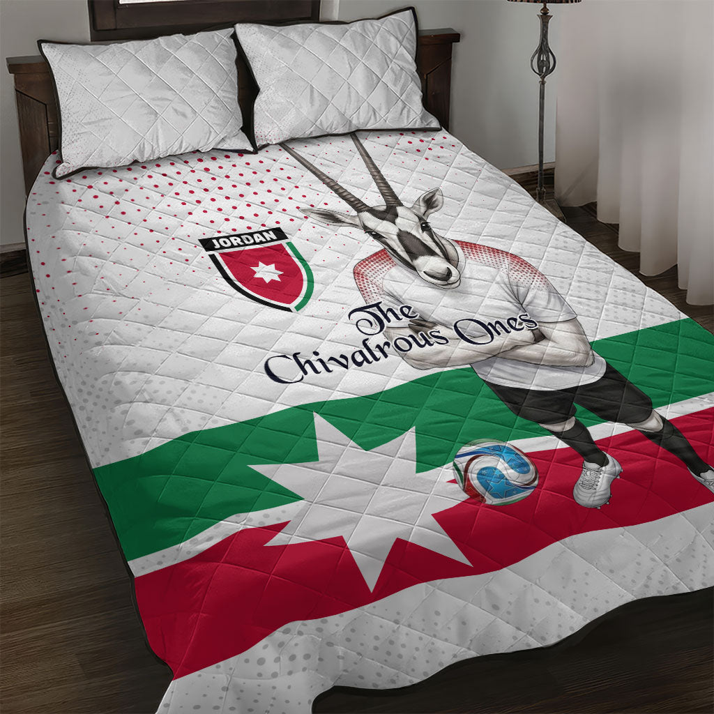 Jordan Football Quilt Bed Set The Chivalrous Ones Oryx Mascot Patriotic Halftone Dot