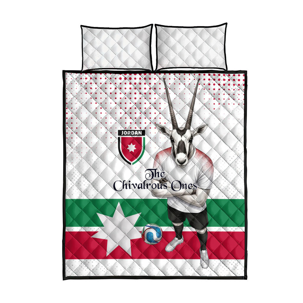 Jordan Football Quilt Bed Set The Chivalrous Ones Oryx Mascot Patriotic Halftone Dot
