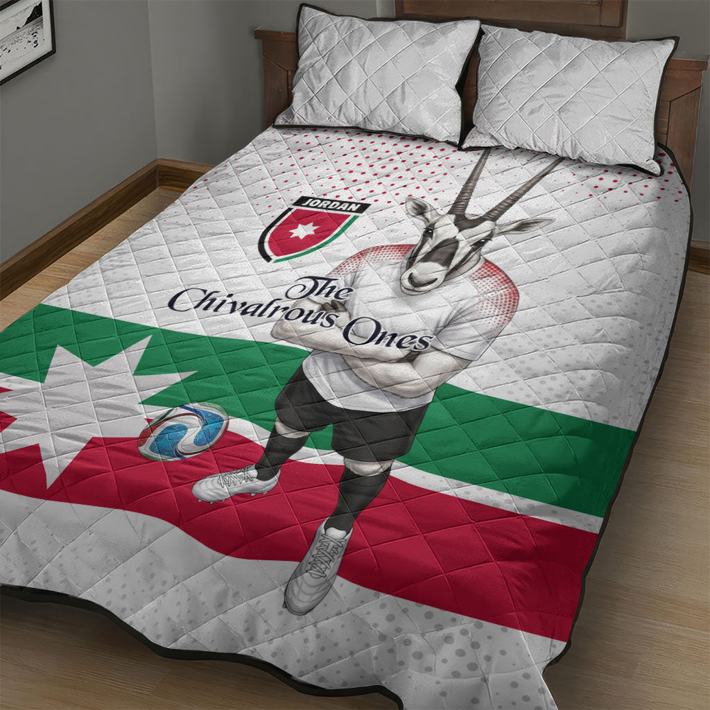 Jordan Football Quilt Bed Set The Chivalrous Ones Oryx Mascot Patriotic Halftone Dot