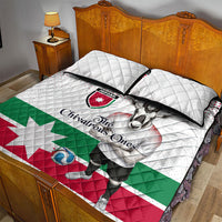 Jordan Football Quilt Bed Set The Chivalrous Ones Oryx Mascot Patriotic Halftone Dot