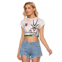 Personalized Jordan Football Raglan Cropped T Shirt The Chivalrous Ones Oryx Mascot Patriotic Halftone Dot
