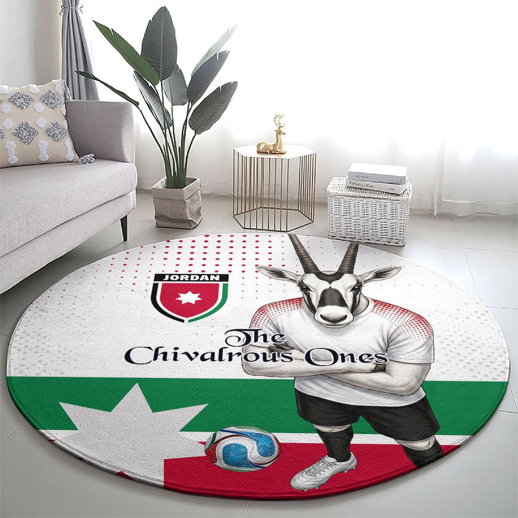 Jordan Football Round Carpet The Chivalrous Ones Oryx Mascot Patriotic Halftone Dot