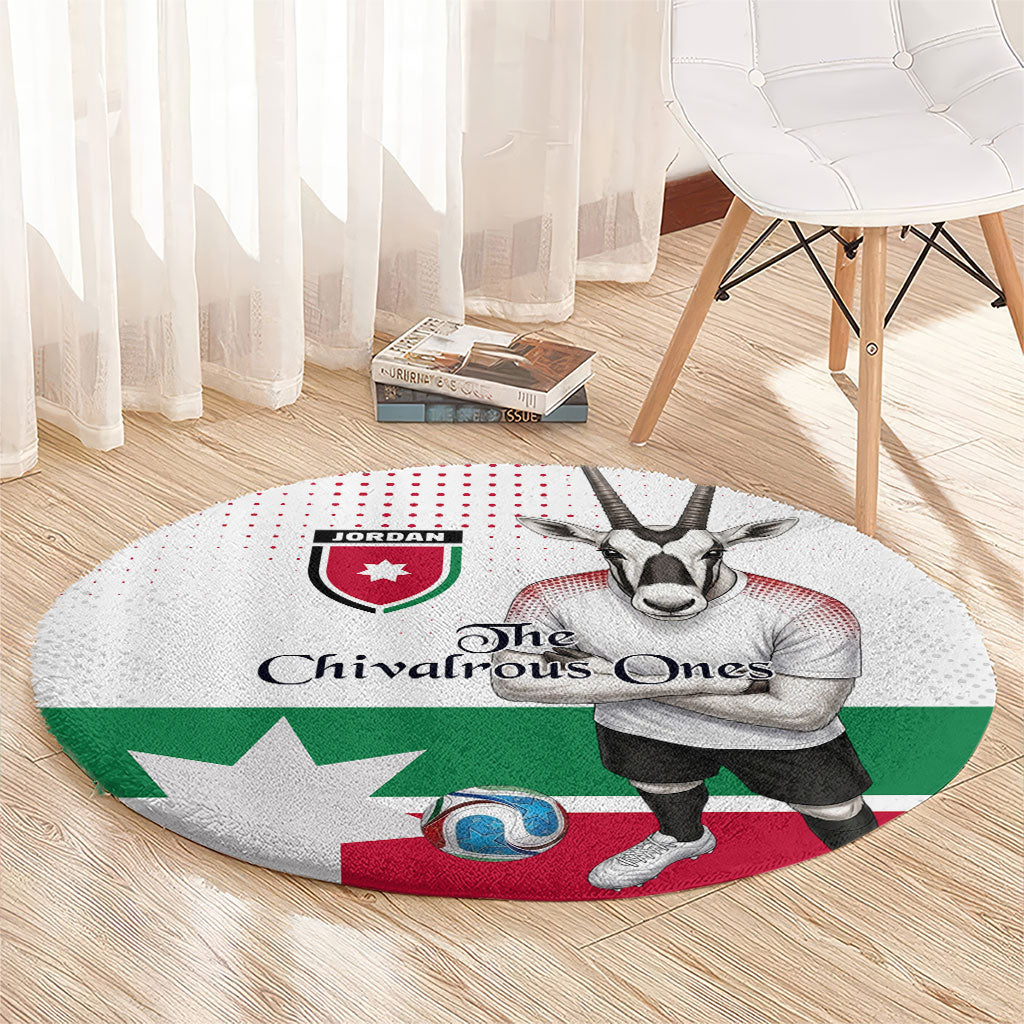 Jordan Football Round Carpet The Chivalrous Ones Oryx Mascot Patriotic Halftone Dot