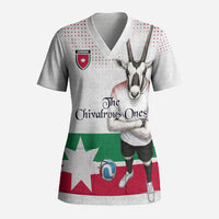Personalized Jordan Football Scrub Top The Chivalrous Ones Oryx Mascot Patriotic Halftone Dot
