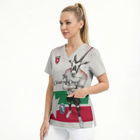 Personalized Jordan Football Scrub Top The Chivalrous Ones Oryx Mascot Patriotic Halftone Dot