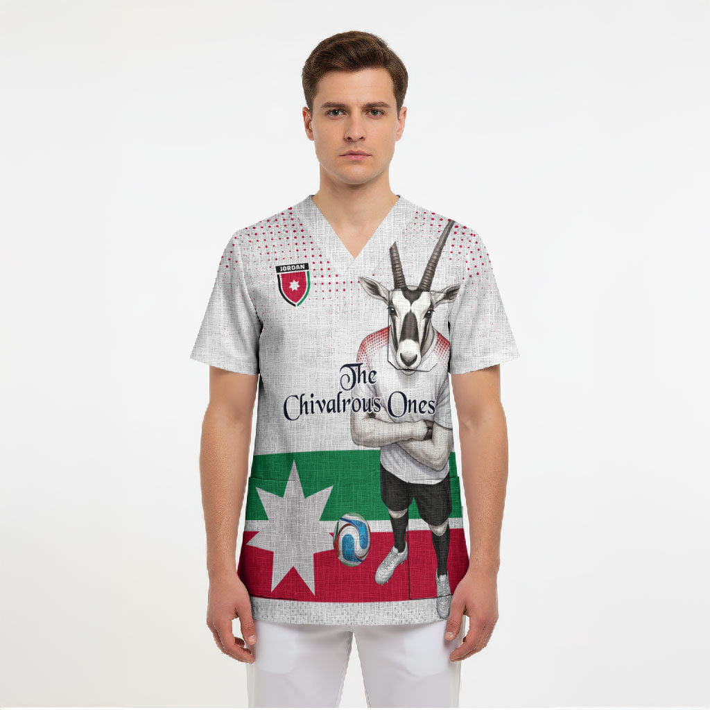 Personalized Jordan Football Scrub Top The Chivalrous Ones Oryx Mascot Patriotic Halftone Dot