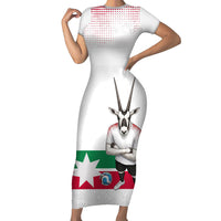 Jordan Football Short Sleeve Bodycon Dress The Chivalrous Ones Oryx Mascot Patriotic Halftone Dot
