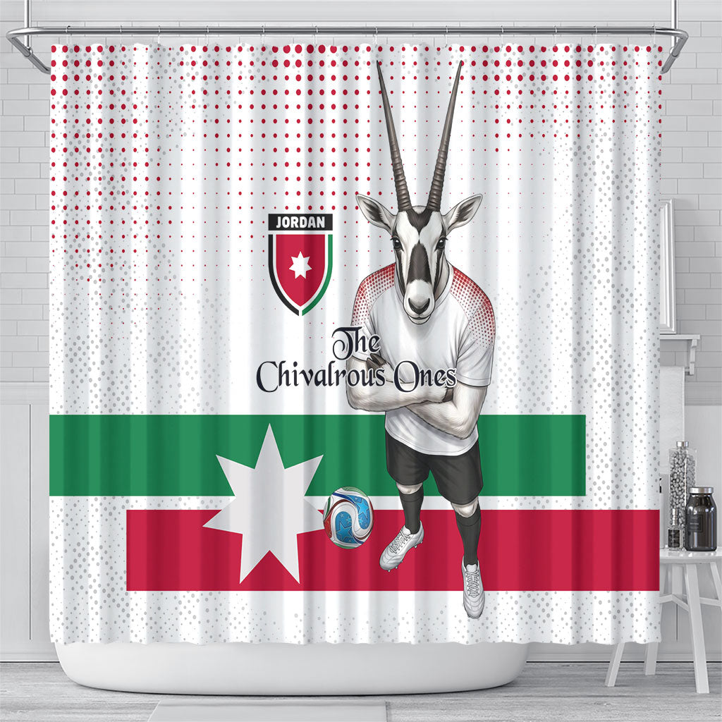Jordan Football Shower Curtain The Chivalrous Ones Oryx Mascot Patriotic Halftone Dot