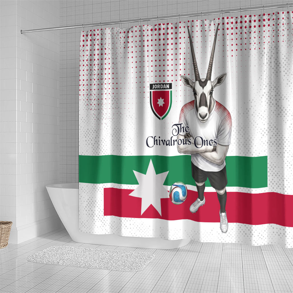 Jordan Football Shower Curtain The Chivalrous Ones Oryx Mascot Patriotic Halftone Dot