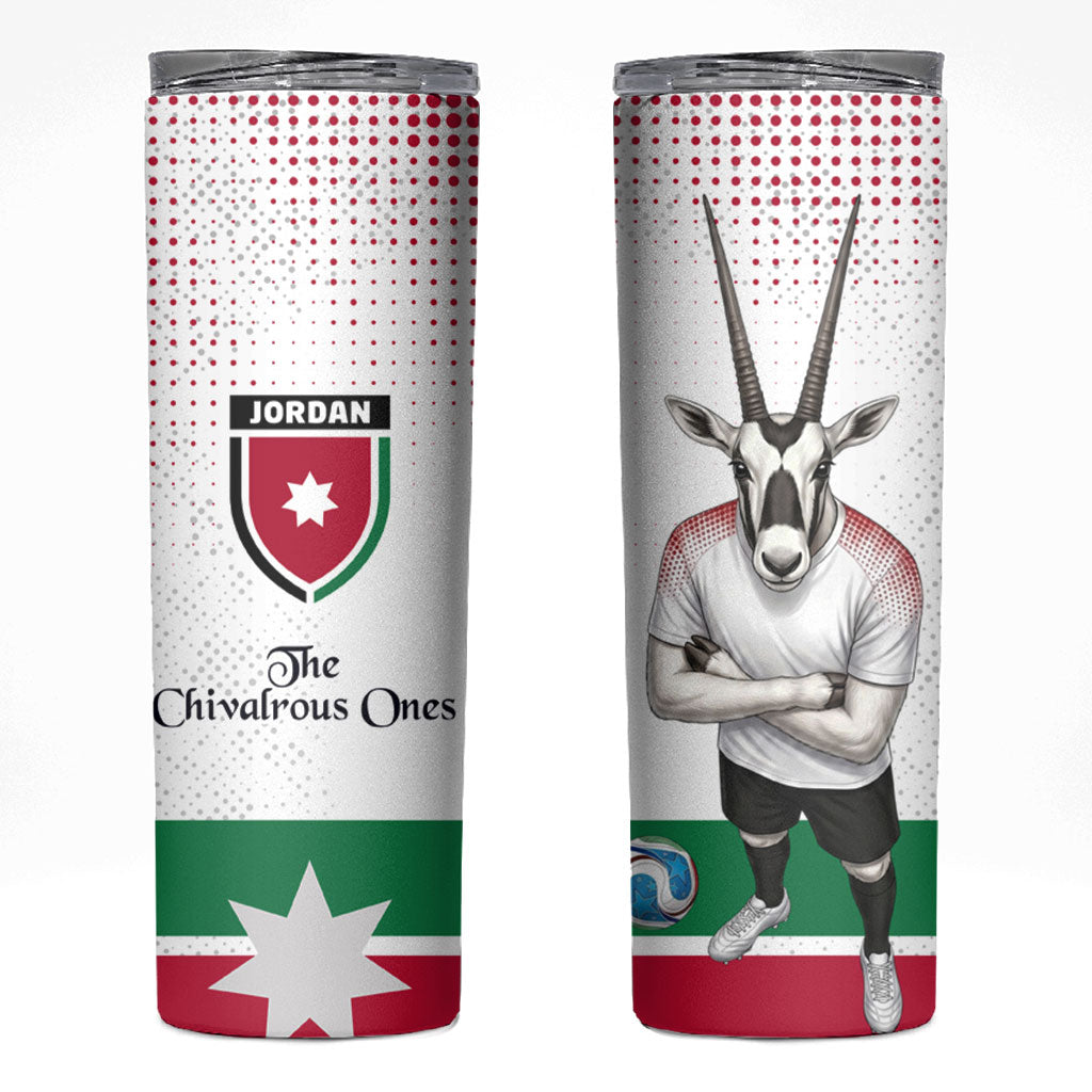 Jordan Football Skinny Tumbler The Chivalrous Ones Oryx Mascot Patriotic Halftone Dot
