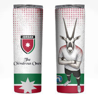 Jordan Football Skinny Tumbler The Chivalrous Ones Oryx Mascot Patriotic Halftone Dot