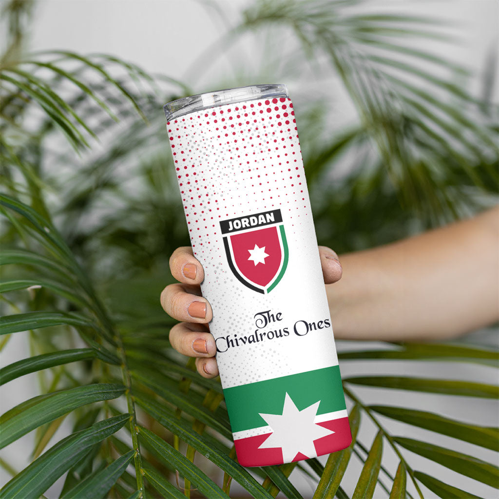 Jordan Football Skinny Tumbler The Chivalrous Ones Oryx Mascot Patriotic Halftone Dot