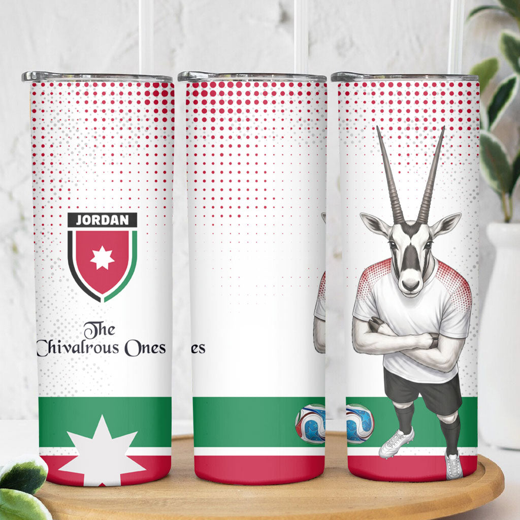 Jordan Football Skinny Tumbler The Chivalrous Ones Oryx Mascot Patriotic Halftone Dot