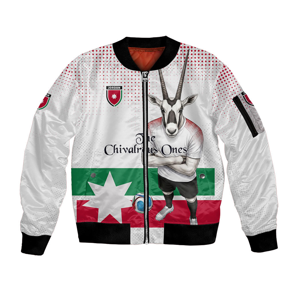 Personalized Jordan Football Sleeve Zip Bomber Jacket The Chivalrous Ones Oryx Mascot Patriotic Halftone Dot