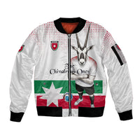 Personalized Jordan Football Sleeve Zip Bomber Jacket The Chivalrous Ones Oryx Mascot Patriotic Halftone Dot
