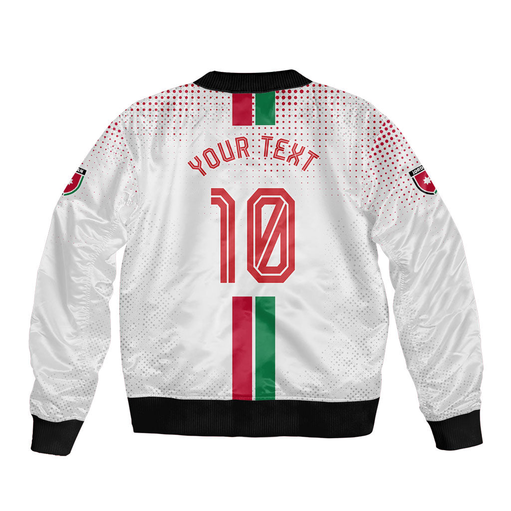 Personalized Jordan Football Sleeve Zip Bomber Jacket The Chivalrous Ones Oryx Mascot Patriotic Halftone Dot