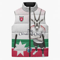 Personalized Jordan Football Sleeveless Puffer Jacket The Chivalrous Ones Oryx Mascot Patriotic Halftone Dot