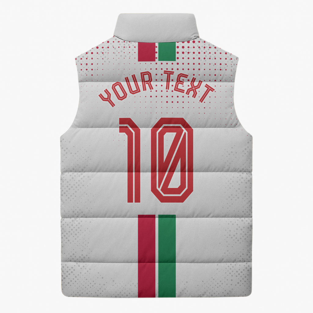 Personalized Jordan Football Sleeveless Puffer Jacket The Chivalrous Ones Oryx Mascot Patriotic Halftone Dot