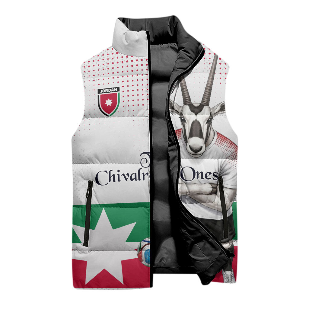 Personalized Jordan Football Sleeveless Puffer Jacket The Chivalrous Ones Oryx Mascot Patriotic Halftone Dot