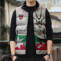 Personalized Jordan Football Sleeveless Puffer Jacket The Chivalrous Ones Oryx Mascot Patriotic Halftone Dot