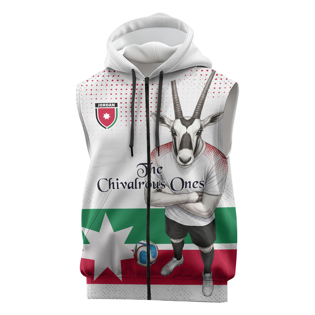 Personalized Jordan Football Sleeveless Zip Hoodie The Chivalrous Ones Oryx Mascot Patriotic Halftone Dot