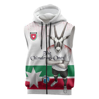 Personalized Jordan Football Sleeveless Zip Hoodie The Chivalrous Ones Oryx Mascot Patriotic Halftone Dot