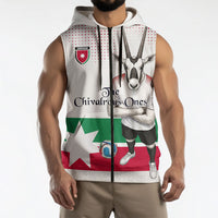Personalized Jordan Football Sleeveless Zip Hoodie The Chivalrous Ones Oryx Mascot Patriotic Halftone Dot
