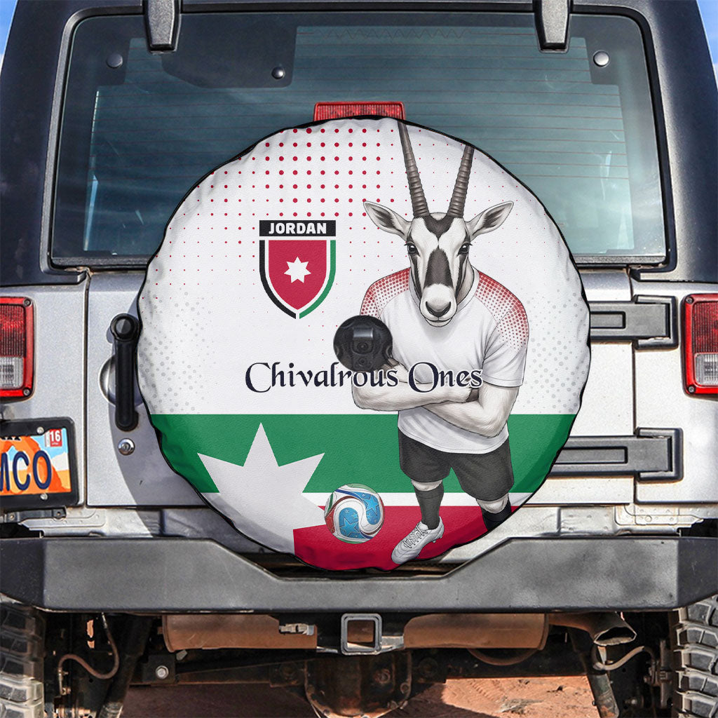 Jordan Football Spare Tire Cover The Chivalrous Ones Oryx Mascot Patriotic Halftone Dot