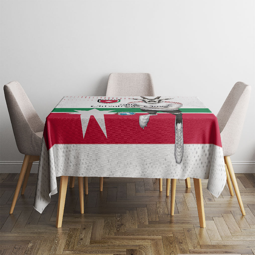 Jordan Football Tablecloth The Chivalrous Ones Oryx Mascot Patriotic Halftone Dot