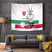 Jordan Football Tapestry The Chivalrous Ones Oryx Mascot Patriotic Halftone Dot