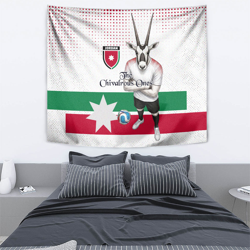 Jordan Football Tapestry The Chivalrous Ones Oryx Mascot Patriotic Halftone Dot