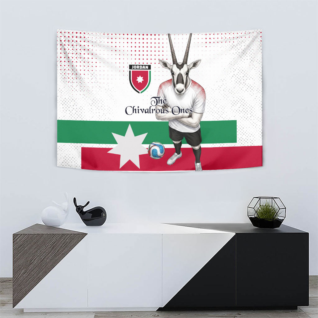 Jordan Football Tapestry The Chivalrous Ones Oryx Mascot Patriotic Halftone Dot